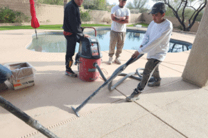 Crew applies Galaxy Concrete coating.